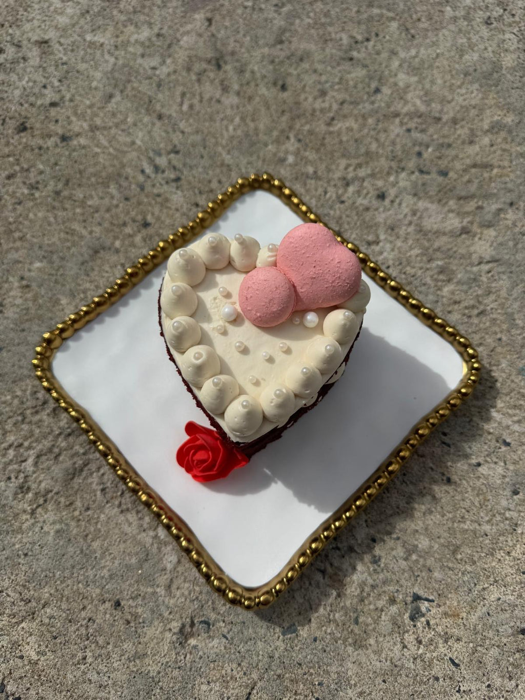 Heart-Shaped Three-Tier Red Velvet Cake (Serves 2)