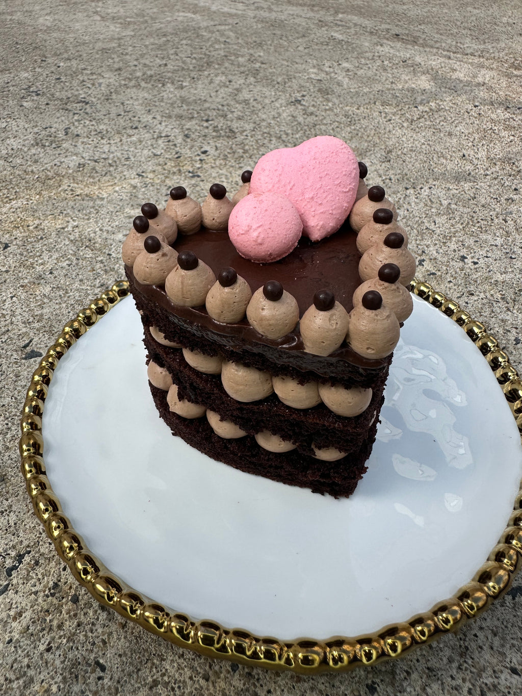 Heart-Shaped Three-Tier Chocolate Cake (Serves 2)