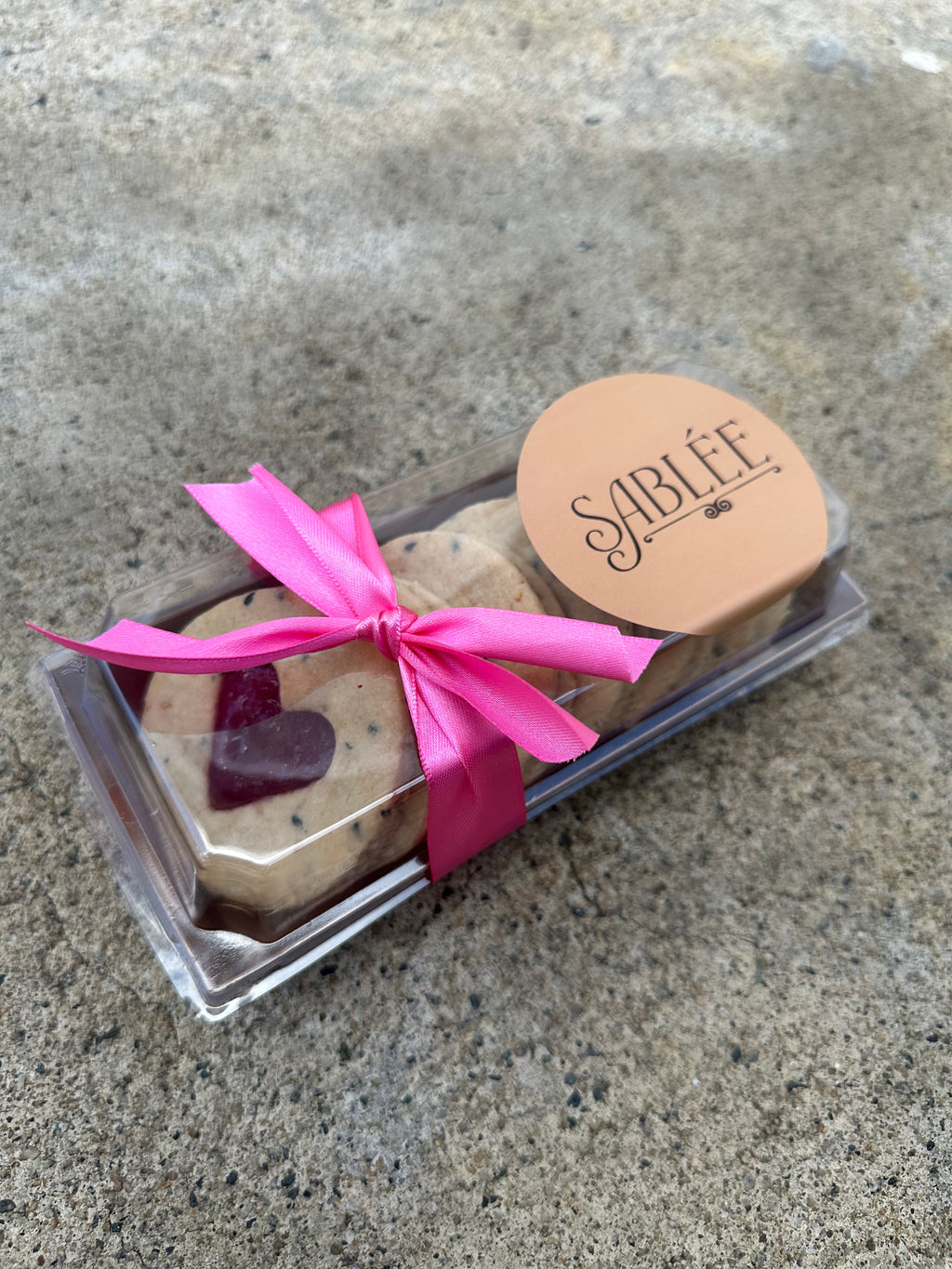 Black Sesame Heart Window Cookies with Raspberry Jam – Box of 6 or 12