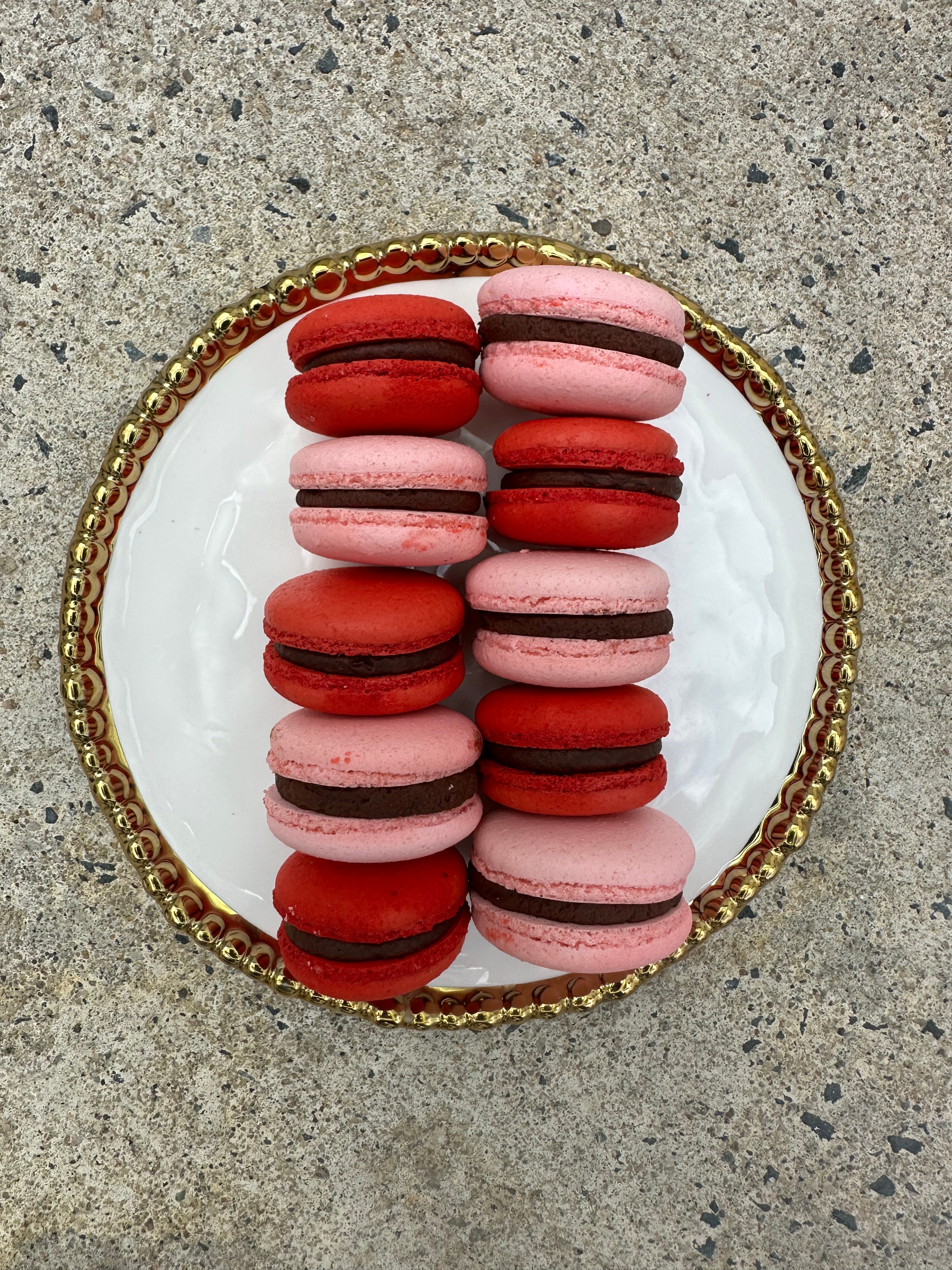 Chocolate Macarons with Strawberry Jam – Box of 6 or 12