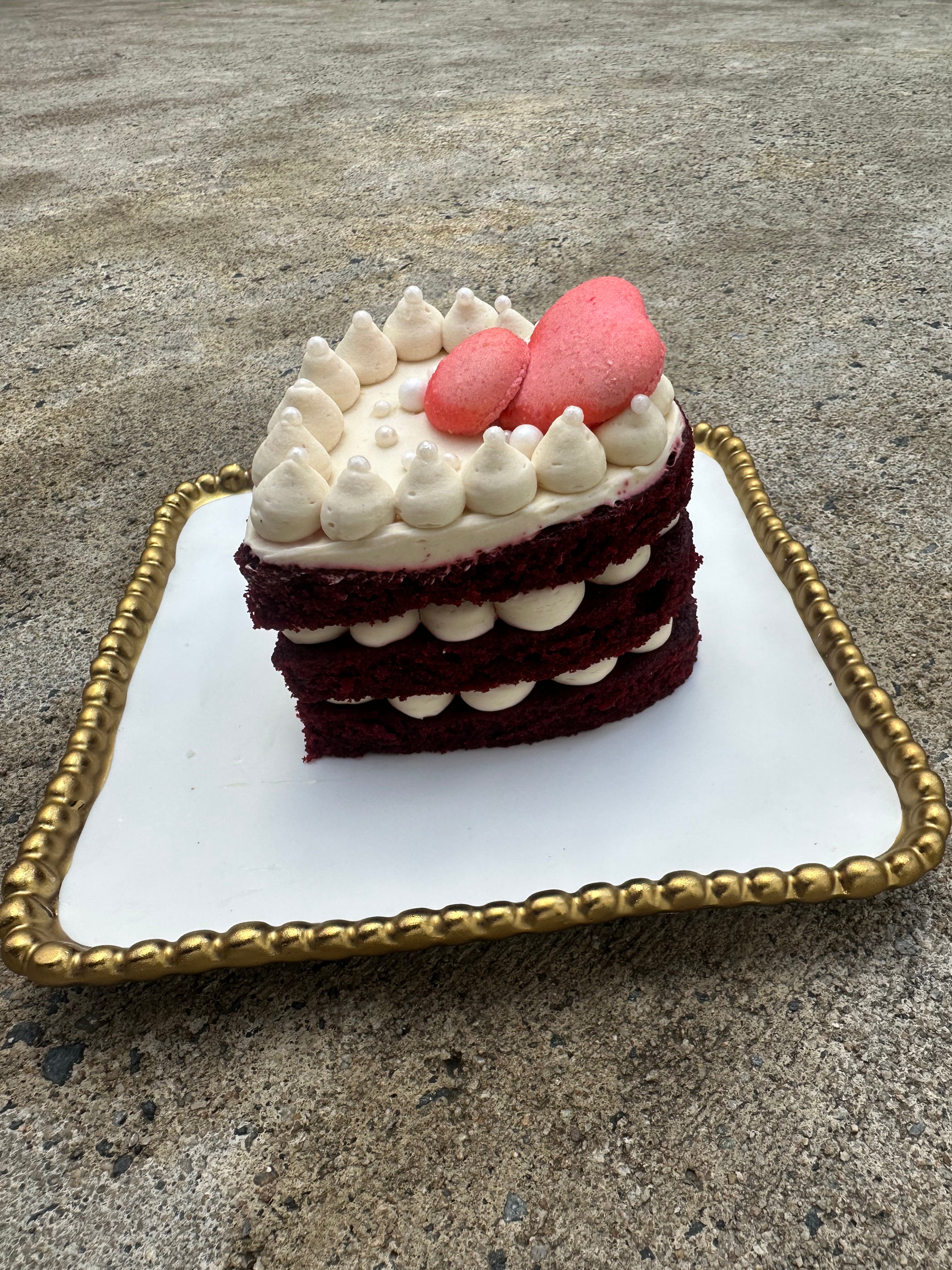 Heart-Shaped Three-Tier Red Velvet Cake (Serves 2)