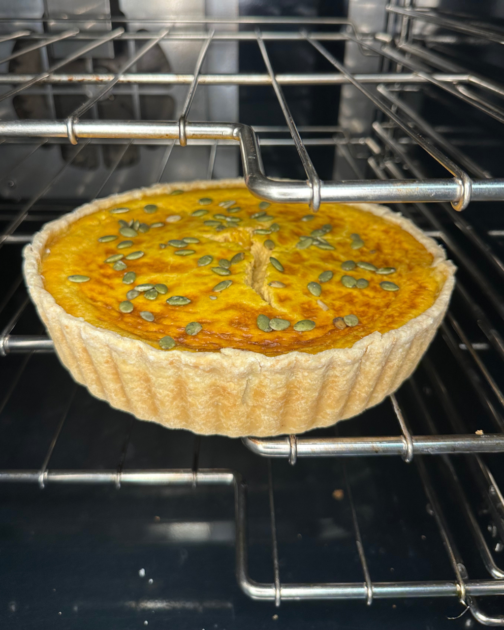 Pumpkin & Goat Cheese Quiche – 9” Deep Dish (Serves 8–10)